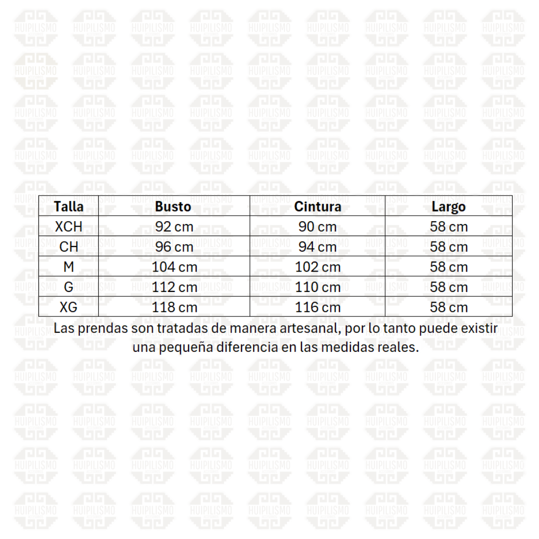 Huipil bordado de cadenilla Petatillo